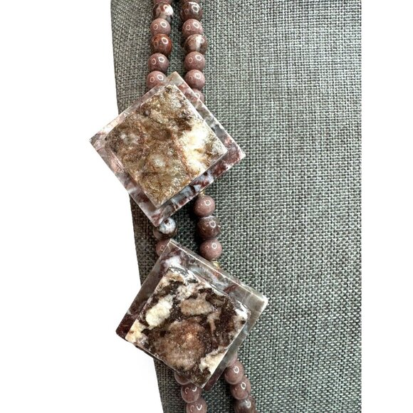 Karla Jordan Jasper Double Strand Necklace Pierced Earrings Set - Picture 3 of 9